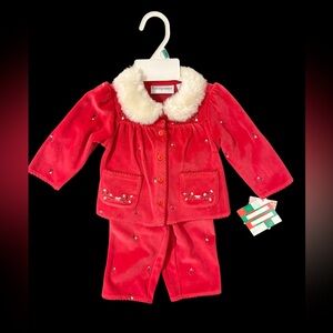 First Impressions Red Baby Outfit with Faux Fur